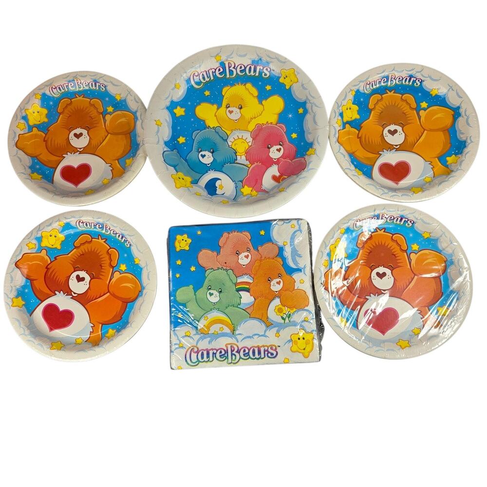 DesignWare Care Bears Party Plates 40ct 7in 9in + 16ct Napkins New Made in USA
